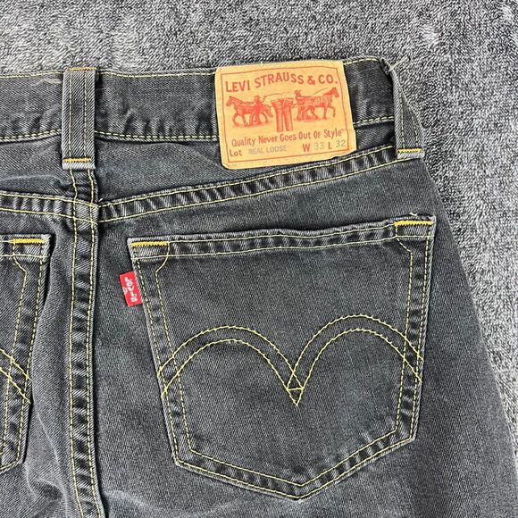 Levi's Real Loose Type 1 Men's Black Jeans 33X32 (33X30.5) Baggy Wide Leg  Y2K - Picture 11 of 13